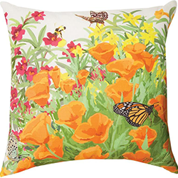 Manual pillow with flowers and butterflies