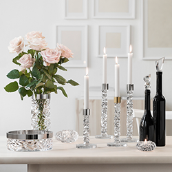 Orrefors Crystal vase and candleholders