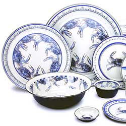 Blue and white crab tableware