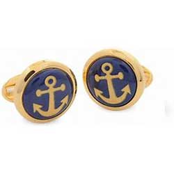 GOld and blue anchore cufflinks