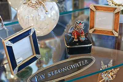 Jay Strongwater gifts at the Wooden Indian